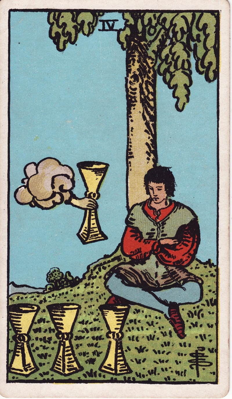 Four of Cups, a Minor Arcana card in the Rider-Waite-Smith tarot deck