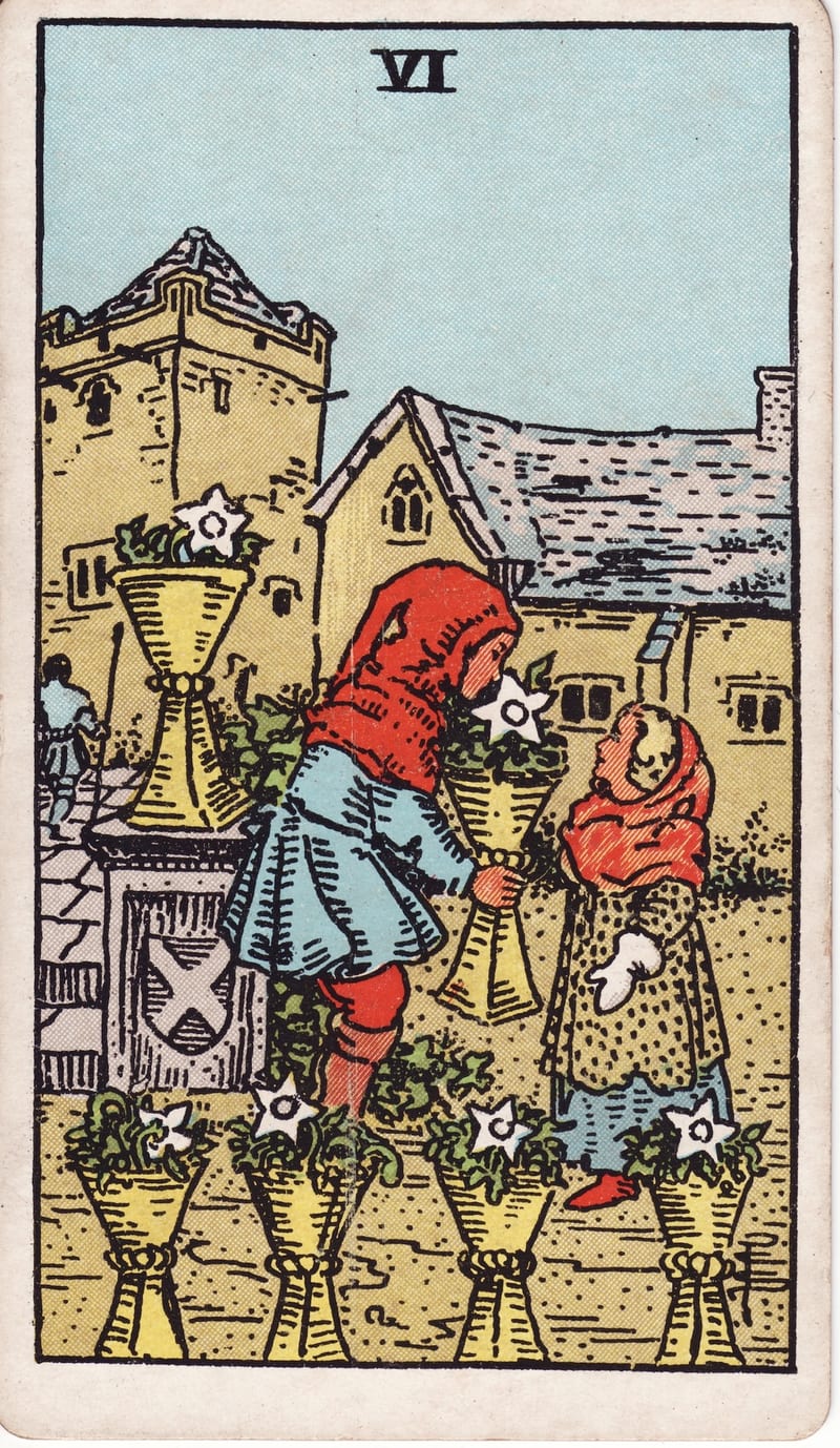 Six of Cups, a Minor Arcana card in the Rider-Waite-Smith tarot deck