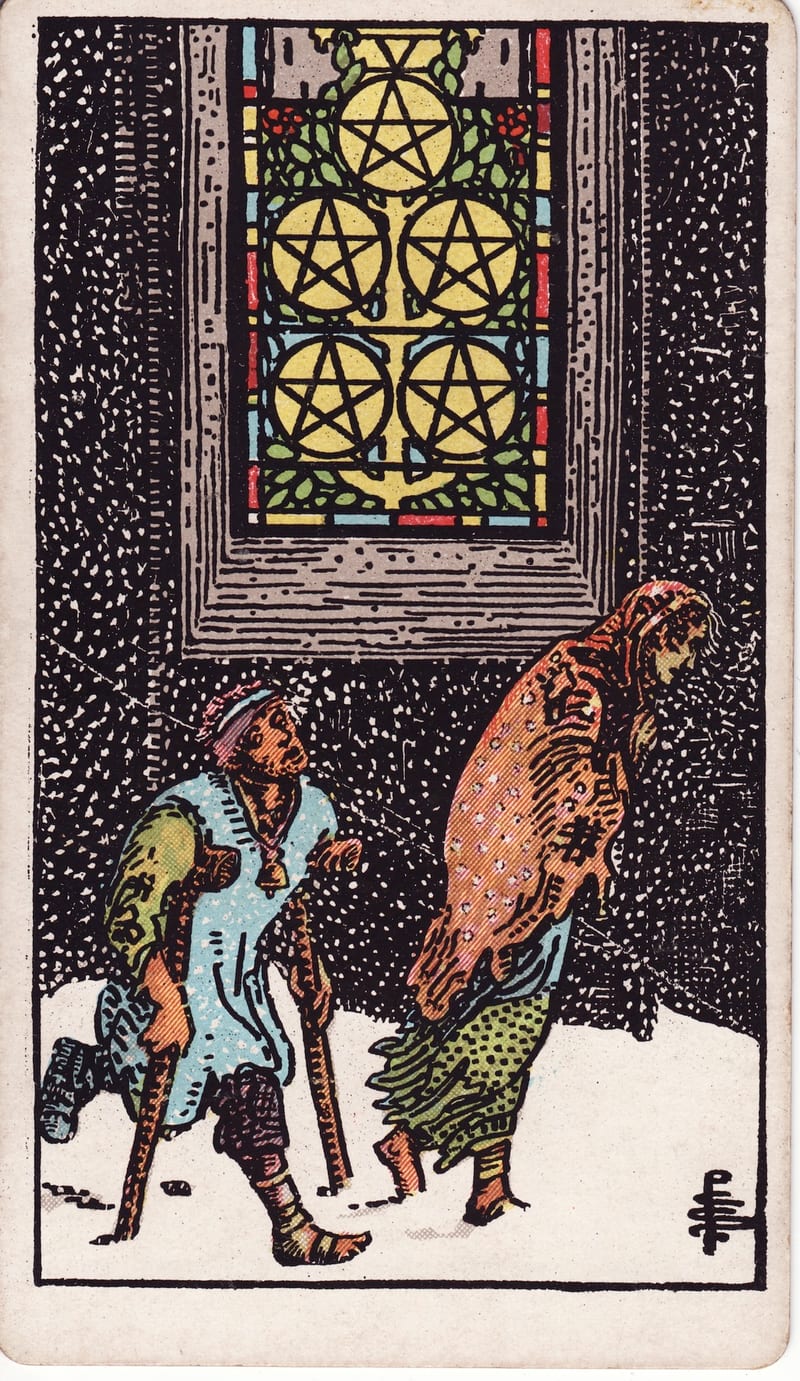 Five of Pentacles, a Minor Arcana card in the Rider-Waite-Smith tarot deck
