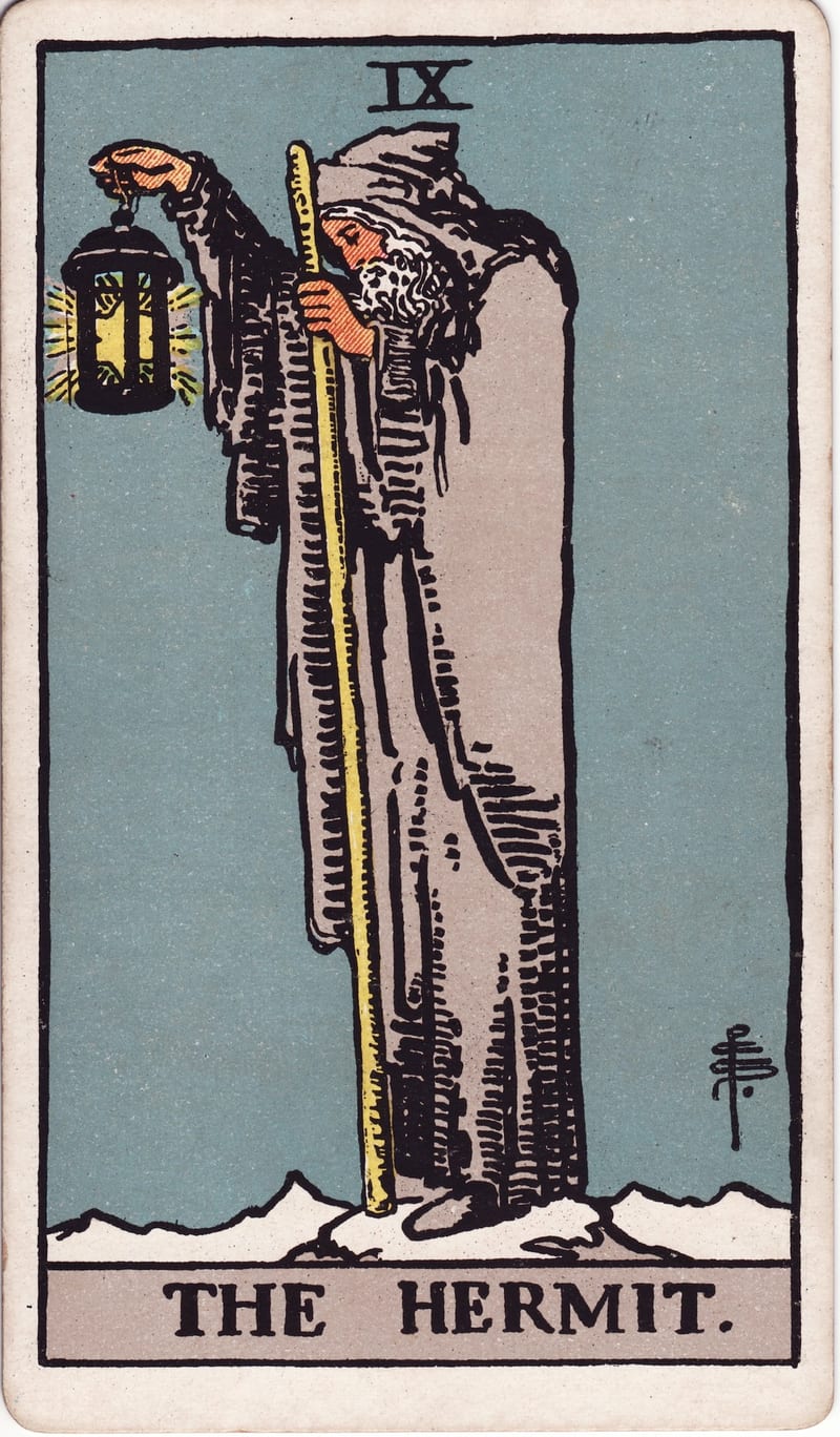 The Hermit, card IX of the Major Arcana in the Rider-Waite-Smith tarot deck