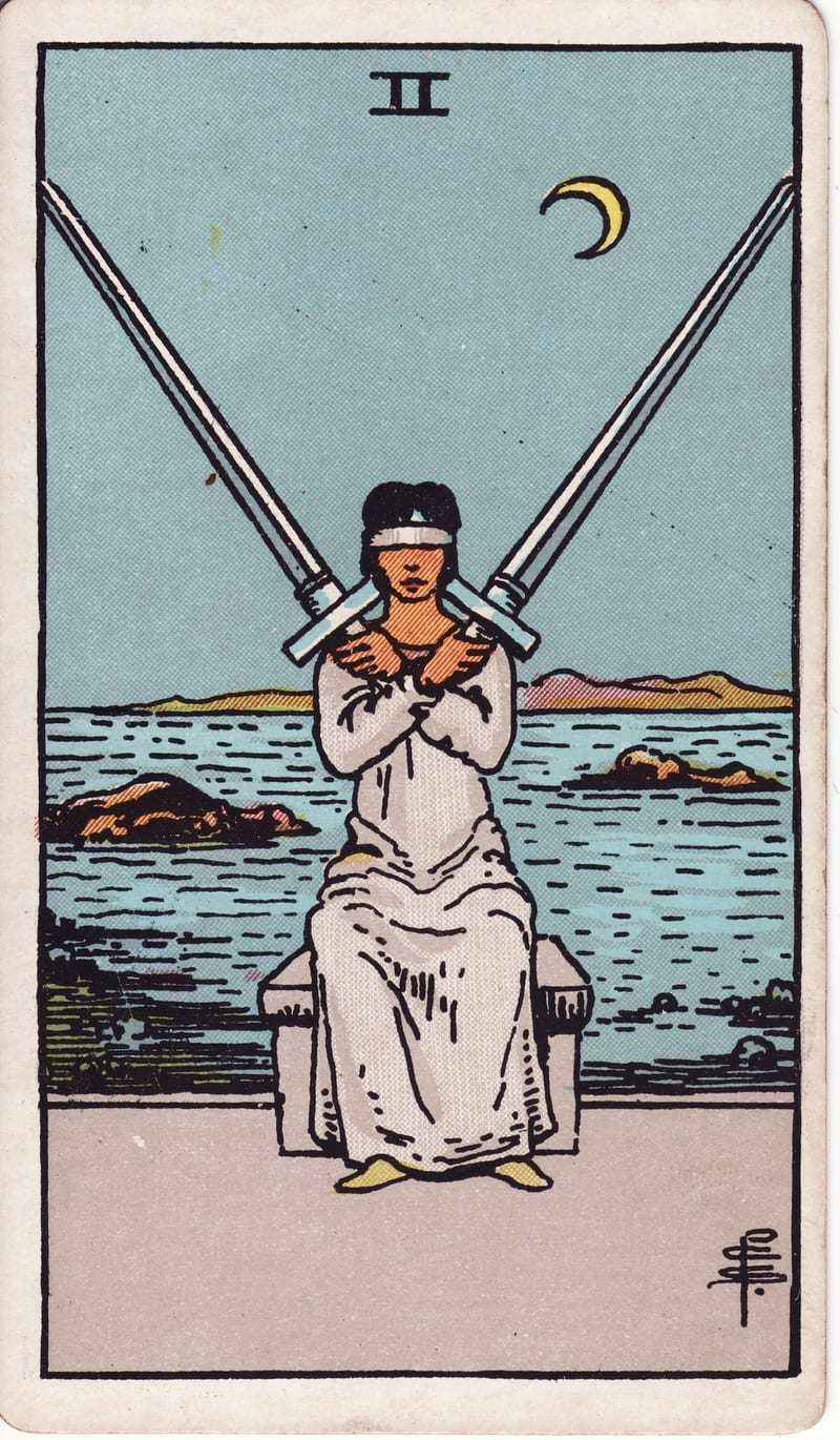 Two of Swords, a Minor Arcana card in the Rider-Waite-Smith tarot deck