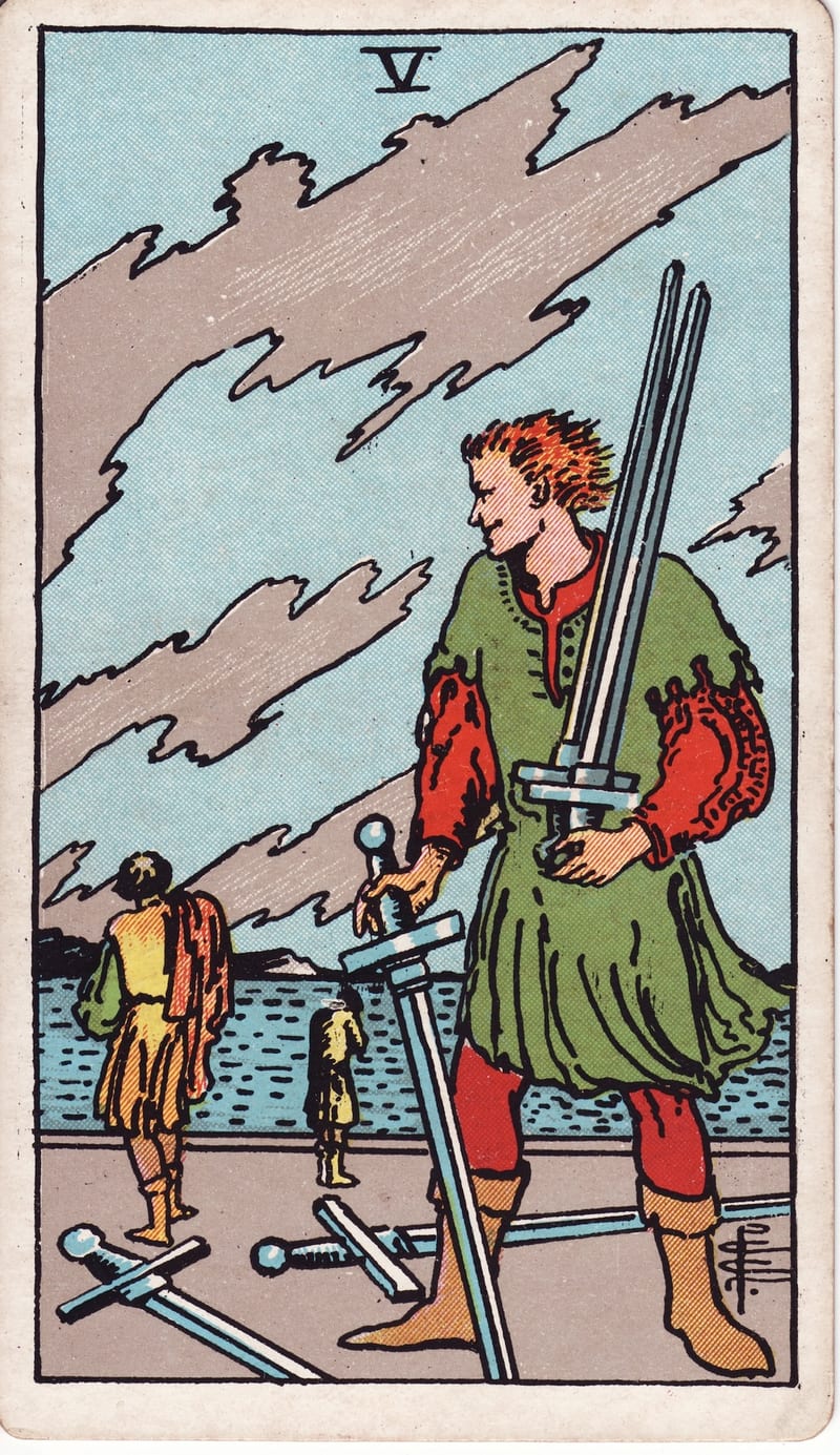 Five of Swords, a Minor Arcana card in the Rider-Waite-Smith tarot deck