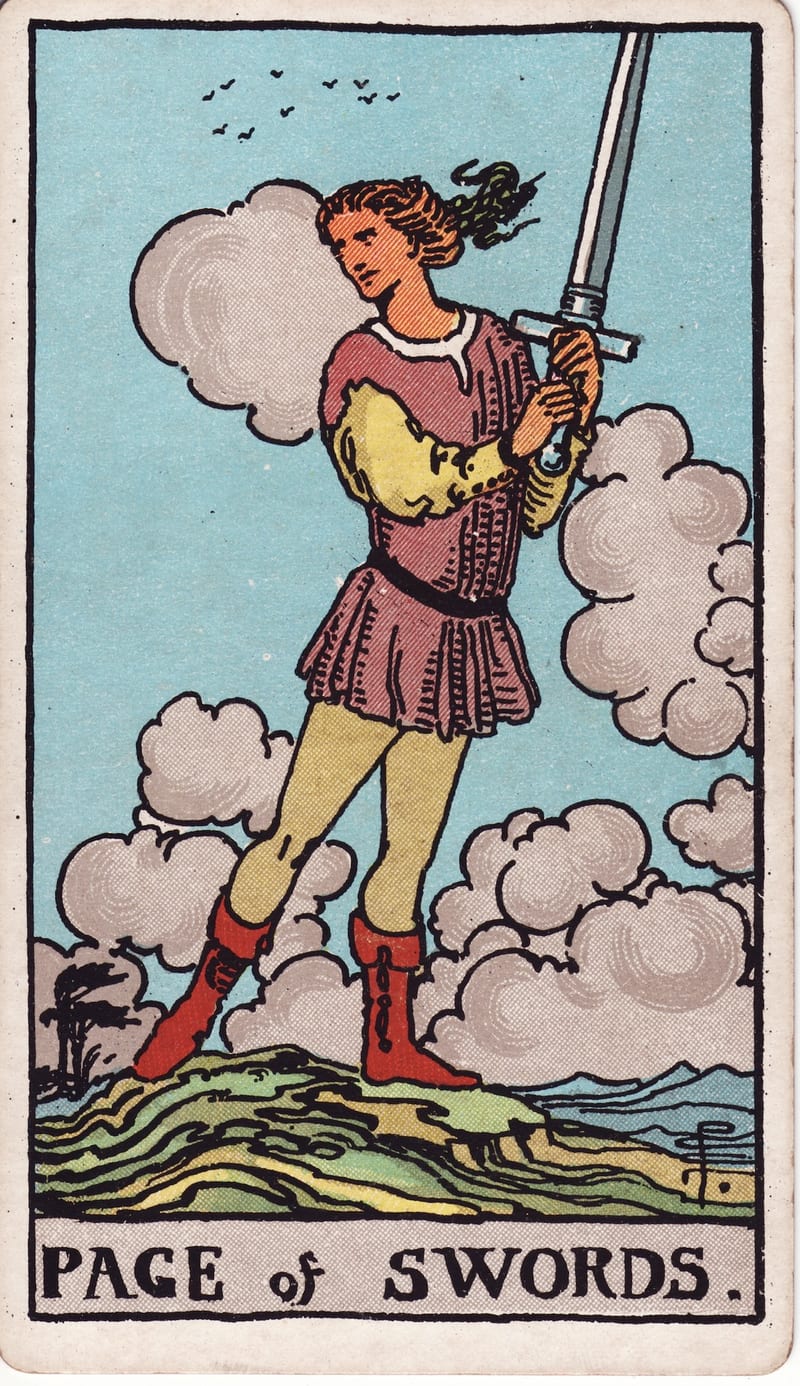 Page of Swords, a Minor Arcana card in the Rider-Waite-Smith tarot deck