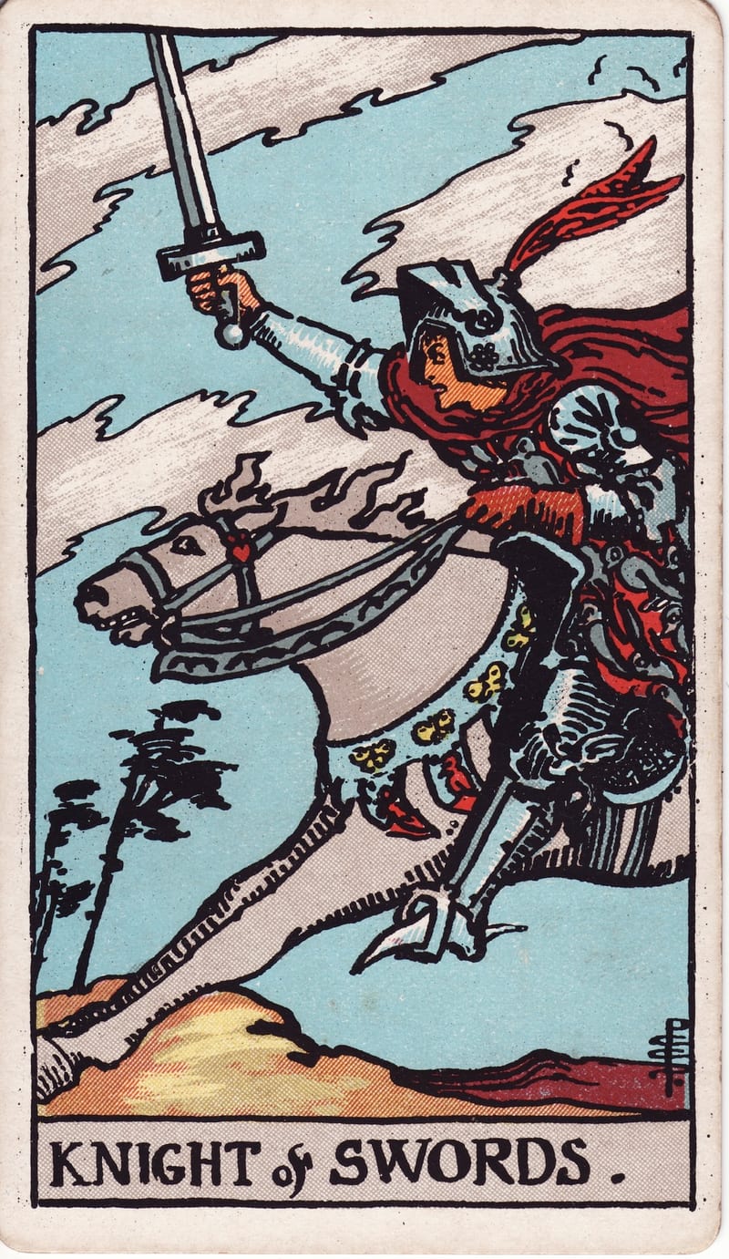 Knight of Swords, a Minor Arcana card in the Rider-Waite-Smith tarot deck