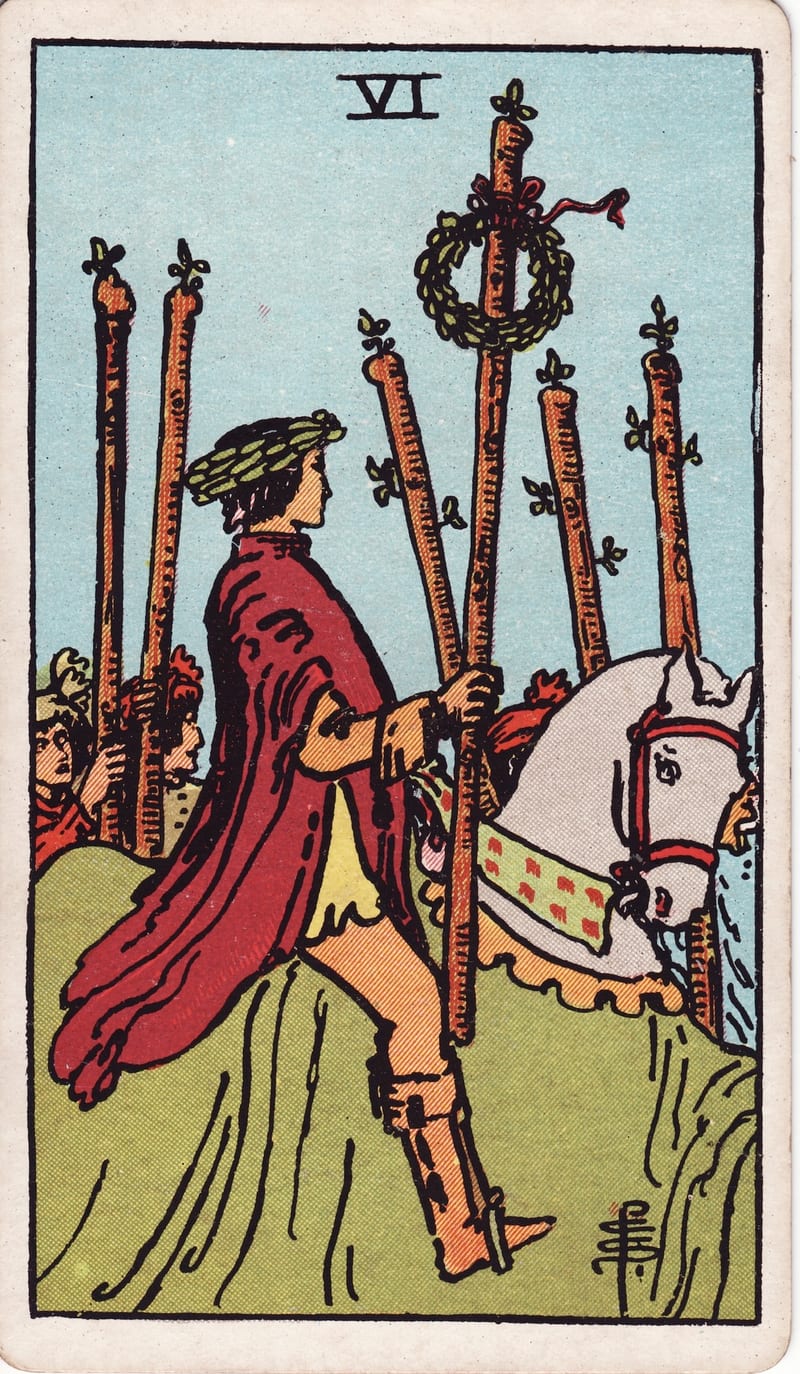 Six of Wands, a Minor Arcana card in the Rider-Waite-Smith tarot deck