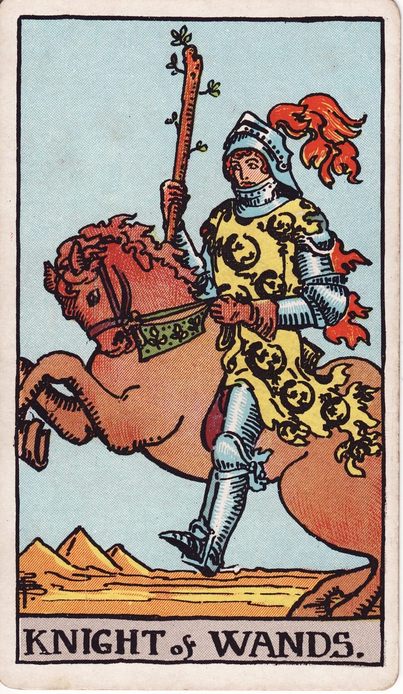 Knight of Wands, a Minor Arcana card in the Rider-Waite-Smith tarot deck