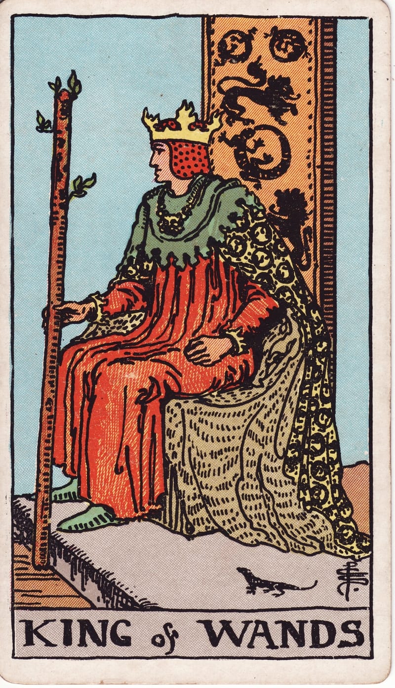 King of Wands, a Minor Arcana card in the Rider-Waite-Smith tarot deck